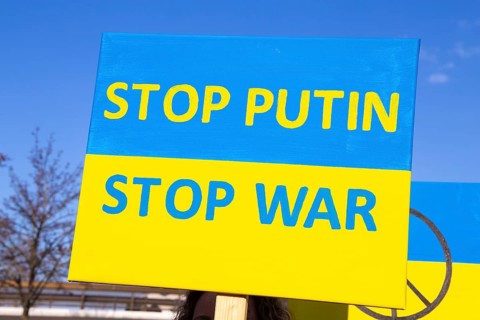 Peace demonstration against the war in Ukraine in the cities of Ludwigshafen and Mannheim with a