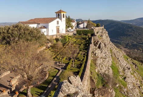 Formal garden historic castle medieval village of Marvao, Portalegre district, Alto Alentejo,