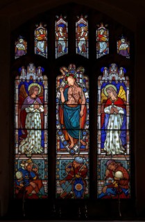 Victorian 19th century stained glass window, Lawshall church, Suffolk, England, UK by Horwood Bros,
