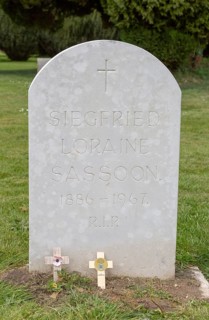 Headstone grave of war poet and author Siegfried Sassoon 1886-1967, Mells, Somerset, England, UK