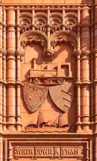 Detail of Pierhead building 1897 architect William Frame, Cardiff Railway Company, Cardiff Bay,