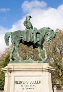 Equestrian bronze statue Redvers Buller (1839-1908) on horse, Exeter, Devon, England, UK by Adrian