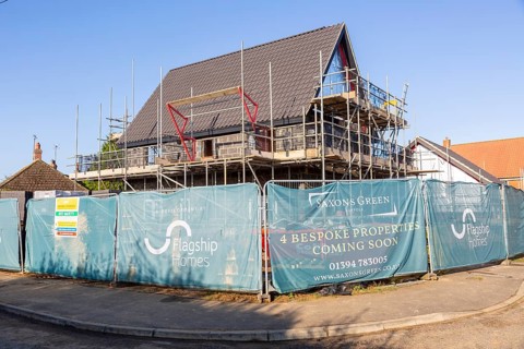Construction site private owner occupier housing by Flagship Homes housing association, Sutton,