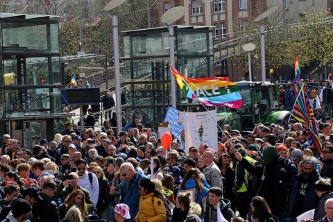 Lateral thinker demonstration in Stuttgart. The motto of the demonstration was Fundamental rights