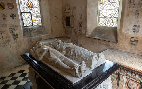 Farleigh Hungerford castle, Somerset, England, UK tombs of Sir Edward Hungerford d 1648 and Lady