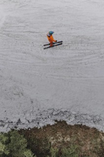 A skier on a ski slope in the Jizera Mountains ski resort near Albrechtice v Jizerskych Horach, 05