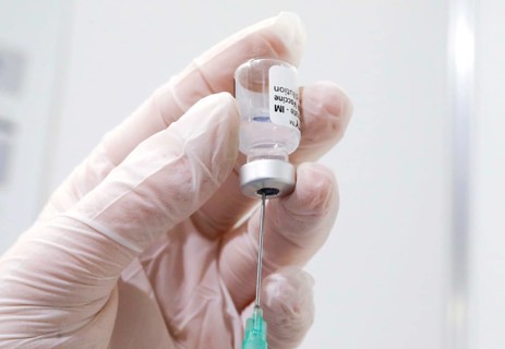Syringes are filled with the Covid19 Biontech Pfizer vaccine Comirnaty in a vaccination centre by
