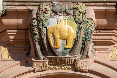 Elephant decoration Council House building opened 1917, Tudor style 20th century architecture,