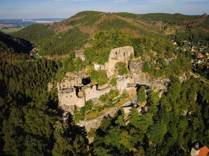 Oybin castle and monastery ruins in the Zittau Mountains, Oybin, Saxony, Germany, Europe