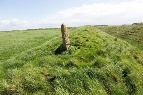 Defensive ramparts and ditch Yarnbury Castle, Iron Age hill fort, Wiltshire, England, UK