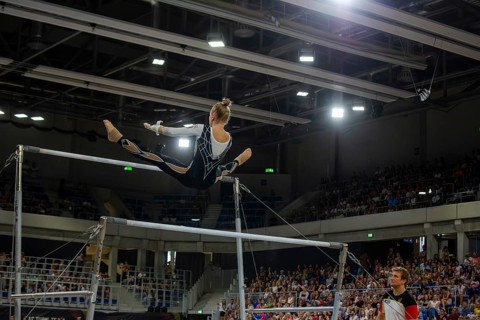 Heidelberg, 9 September 2023: Women's apparatus gymnastics national competition in the SNP Dome in