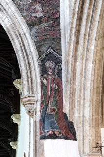 Medieval doom painting of the Day of Judgement, Church of Saint Thomas, Salisbury, Wiltshire,