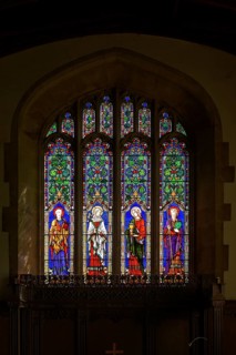 Saints Mathew, Mark, Luke and John stained glass window c 1892 Heaton, Butler and Bane, Ramsbury