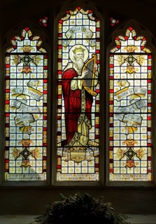 Stained glass window of King David c 1894, Darsham church, Suffolk, England, UK