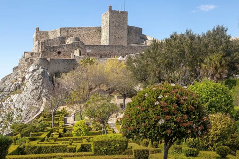 Garden of historic castle medieval village of Marvao, Portalegre district, Alto Alentejo, Portugal,