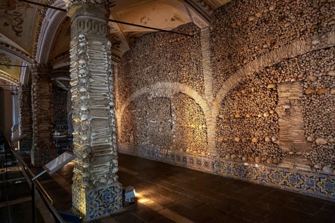 The Chapel of Bones, Capela dos Ossos, city of Evora, Alto Alentejo, Portugal, southern Europe,