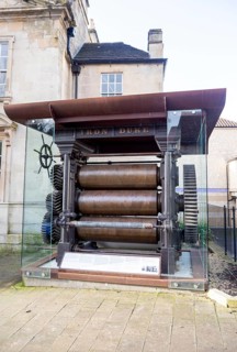 Iron Duke industrial archaeology 1849 rubber manufacturing machinery, Bradford on Avon, Wiltshire,