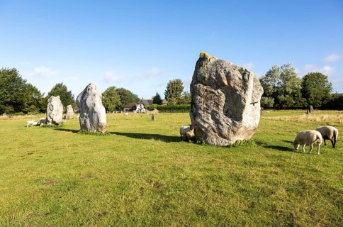 Standing stones in south east quadrant neolithic stone circle henge prehistoric monument, Avebury,