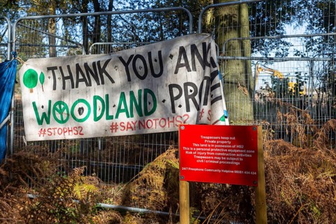 HS2 construction site Crackley Woods, Kenilworth, Warwickshire, England, UK, November 2020,