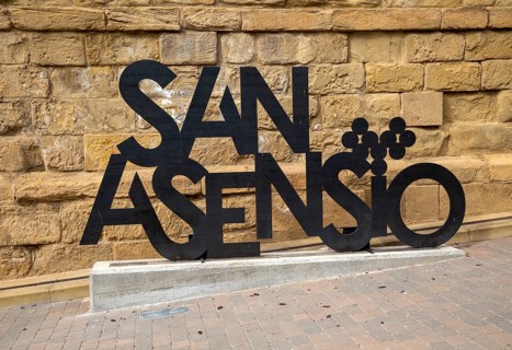 Village sign for San Asensio, La Rioja Alta, Spain, Europe