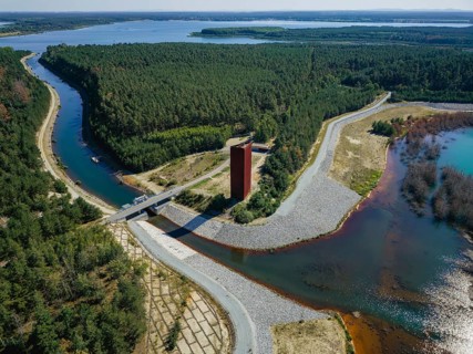 The 30 metre high landmark of the Lusatian Lakeland, the so-called Rusty Nail, was built at the