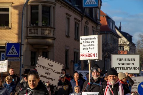 Demonstration in Landau in der Pfalz in favour of peace negotiations, affordable energy and living
