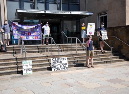 Extinction Rebellion climate change campaign silent protest, County Council HQ, Warwick,