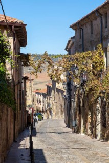 Historic buildings on Calle Major street, Siguenza, Guadalajara province, Spain, Europe