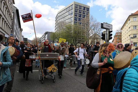 Lateral thinker demonstration in Stuttgart. The motto of the demonstration was Fundamental rights