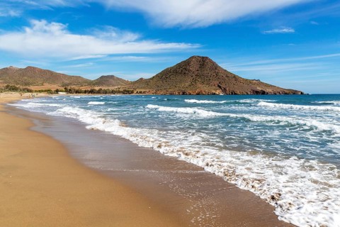 Playa de los Genoveses sandy beach, Cabo de Gata Natural Park, Nijar, Almeria, Spain, Europe