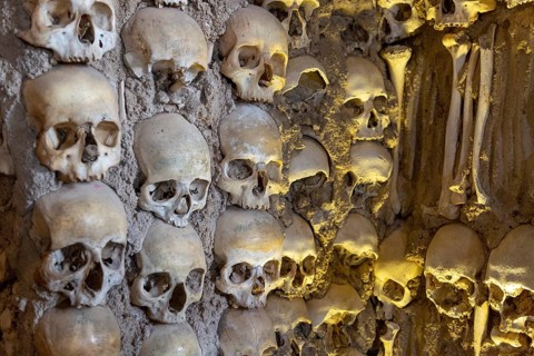 The Chapel of Bones, Capela dos Ossos, city of Evora, Alto Alentejo, Portugal, southern Europe,