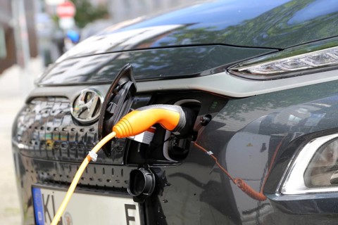 Electric car at the charging station