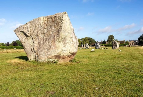 Standing stones in south east quadrant neolithic stone circle henge prehistoric monument, Avebury,