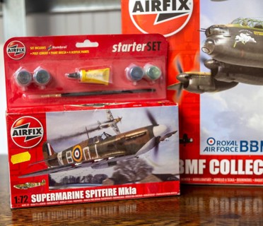 Boxed Airfix model plane starter set on sale at auction Supermarine Spitfire Mk 1a