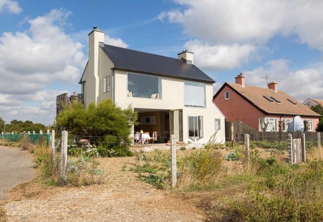 Ronina, a former MOD house redesigned by Casswell Bank architects on the beach at Shingle Street,