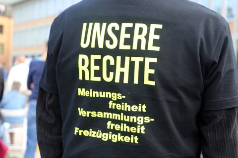 Karlsruhe: Corona protests against the measures taken by the federal government. The protests were