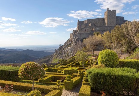 Garden of historic castle medieval village of Marvao, Portalegre district, Alto Alentejo, Portugal,