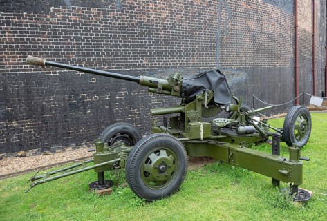 Landguard Fort, Felixstowe, Suffolk, England, UK Bofors 40mm anti-aircraft gun Mk1