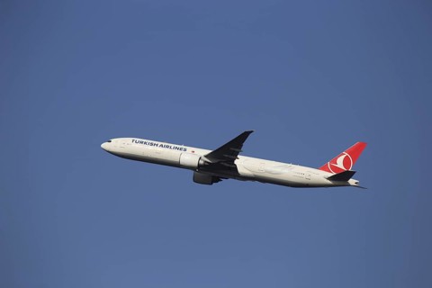 A Turkish Airlines passenger aircraft takes off from Frankfurt Airport