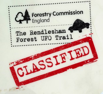 UFO information at supposed landing site, Rendlesham Forest, Suffolk, England, UK