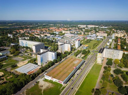 GDR prefabricated buildings in the centre of Hoyerswerda, Hoyerswerda, Saxony, Germany, Europe