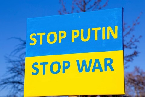 Peace demonstration against the war in Ukraine in the cities of Ludwigshafen and Mannheim with a