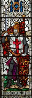 Stained glass window of King Richard Saint Thomas church, Salisbury, Wiltshire, England, 1920, by
