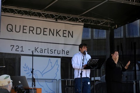 Karlsruhe: Michael Ballweg speaks at the Corona protests against the measures taken by the federal