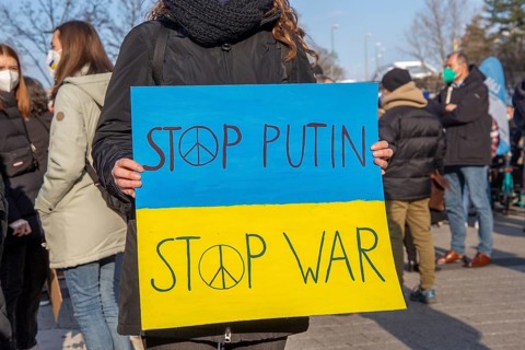 Peace demonstration against the war in Ukraine in the cities of Ludwigshafen and Mannheim with a