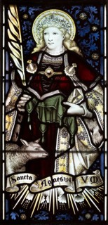 Mary Anne Garrett Memorial stained glass window female martyrs 1897, Church of Saint Margaret,