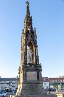 Statue monument of William Duncombe second baron Feversham 1798- 1867, Helmsley, North Yorkshire,