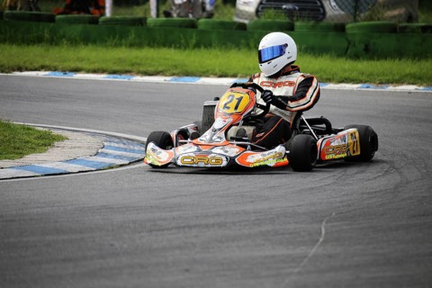 Kart driver on the Walldorf kart track, Baden-Wuerttemberg