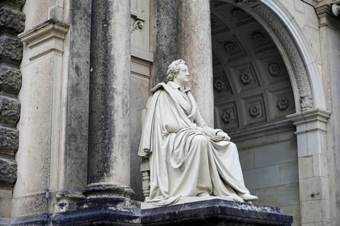 Statue of Goethe, left of the entrance to the Semper Opera House, Opera House of the Saxon State