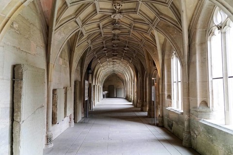 Interior view, cloister, Cistercian monastery Bebenhausen, Tuebingen, Baden-Wuerttemberg, Germany,